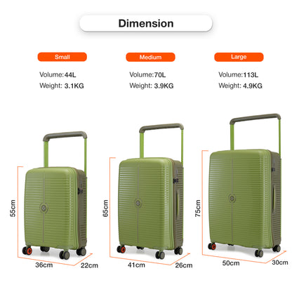 Nasher Miles Dubai TSA Lock Hard-Sided Polypropylene Check-in Luggage 24 inch | 65cm | 8 Wheels Medium Trolley Bag for Travel | Suitcase (Green Brown)