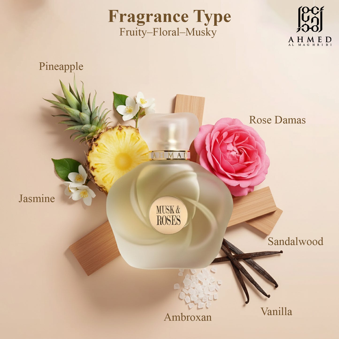 Ahmed Al Maghribi Musk & Roses Eau De Parfum 75 ml for Men & Women | Ahmed Al Maghribi at Broadway