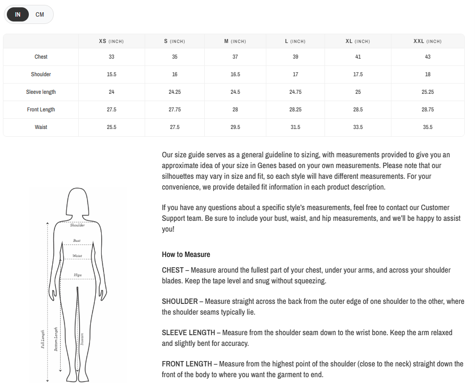 Size Guide