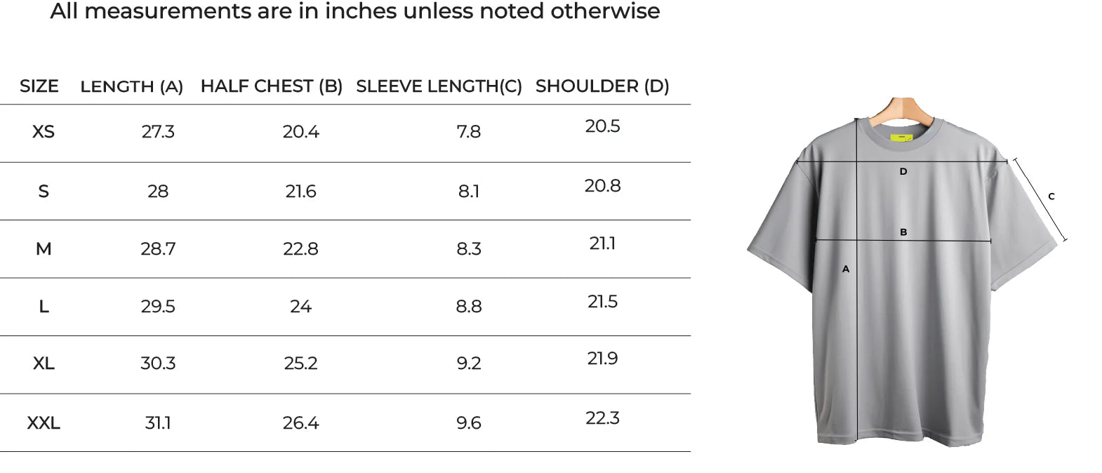 Size Chart for Back Graffti print Drop Shoulder Crew Neck T-Shirt