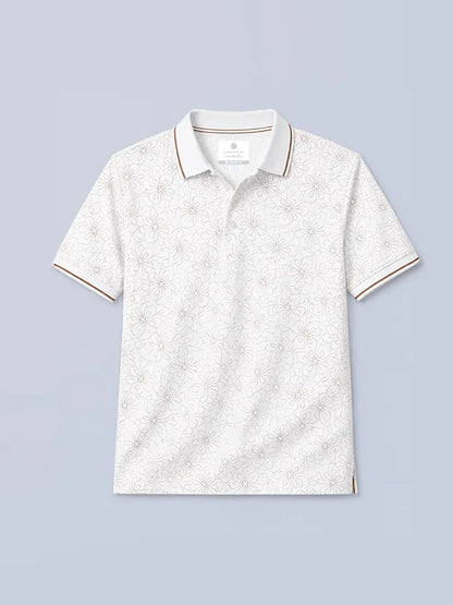 Bloomline White Printed Polo T-Shirt normal view