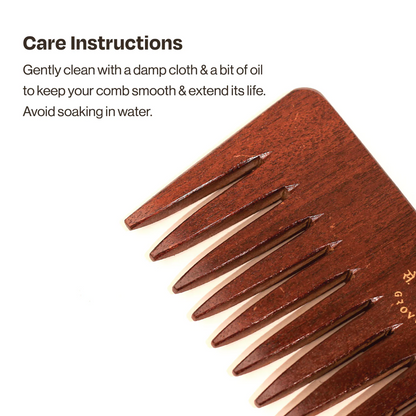 Wide Tooth Teak Wooden Comb For Frizz Control & Detangling Handmade In India (50gm) | Sacred Grove at Broadway