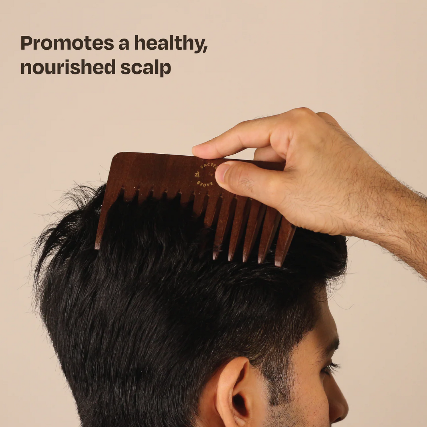 Wide Tooth Teak Wooden Comb For Frizz Control & Detangling Handmade In India (50gm) | Sacred Grove at Broadway