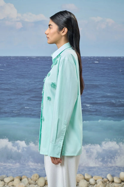 Embroidered Classic Shirt in Premium Cotton Poplin – Mint Green