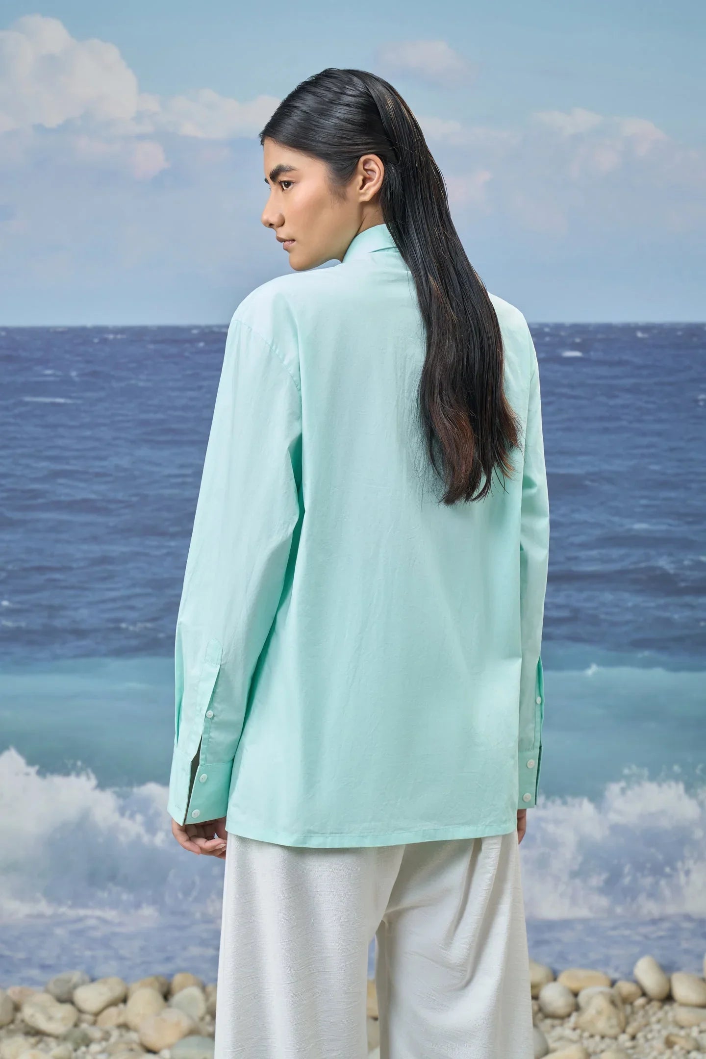 Embroidered Classic Shirt in Premium Cotton Poplin – Mint Green