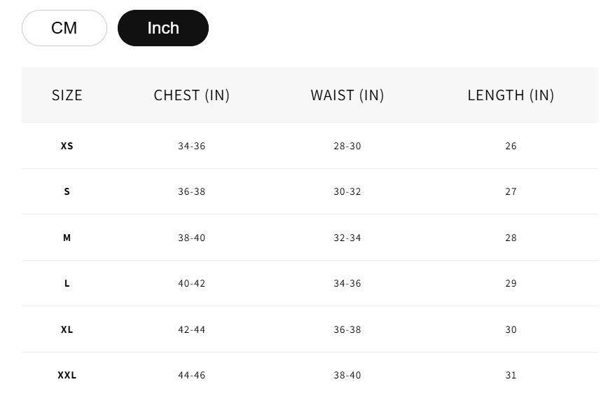 Size Chart for MAKE YOUR MOVE CHESS HOODIE