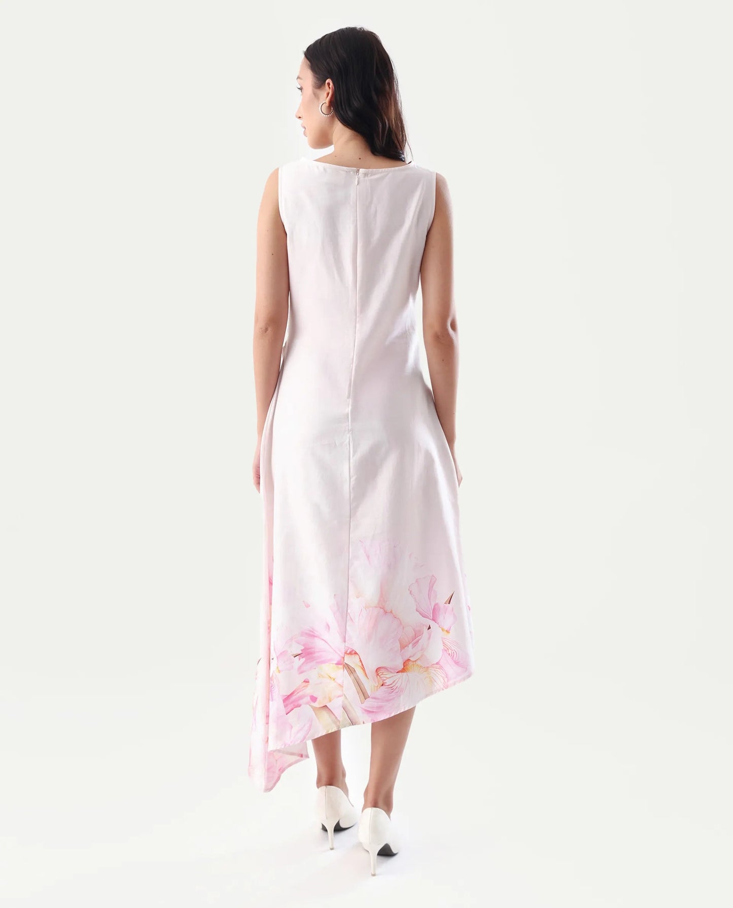 PRINTED MIDI DRESS EPATA - OFF WHITE