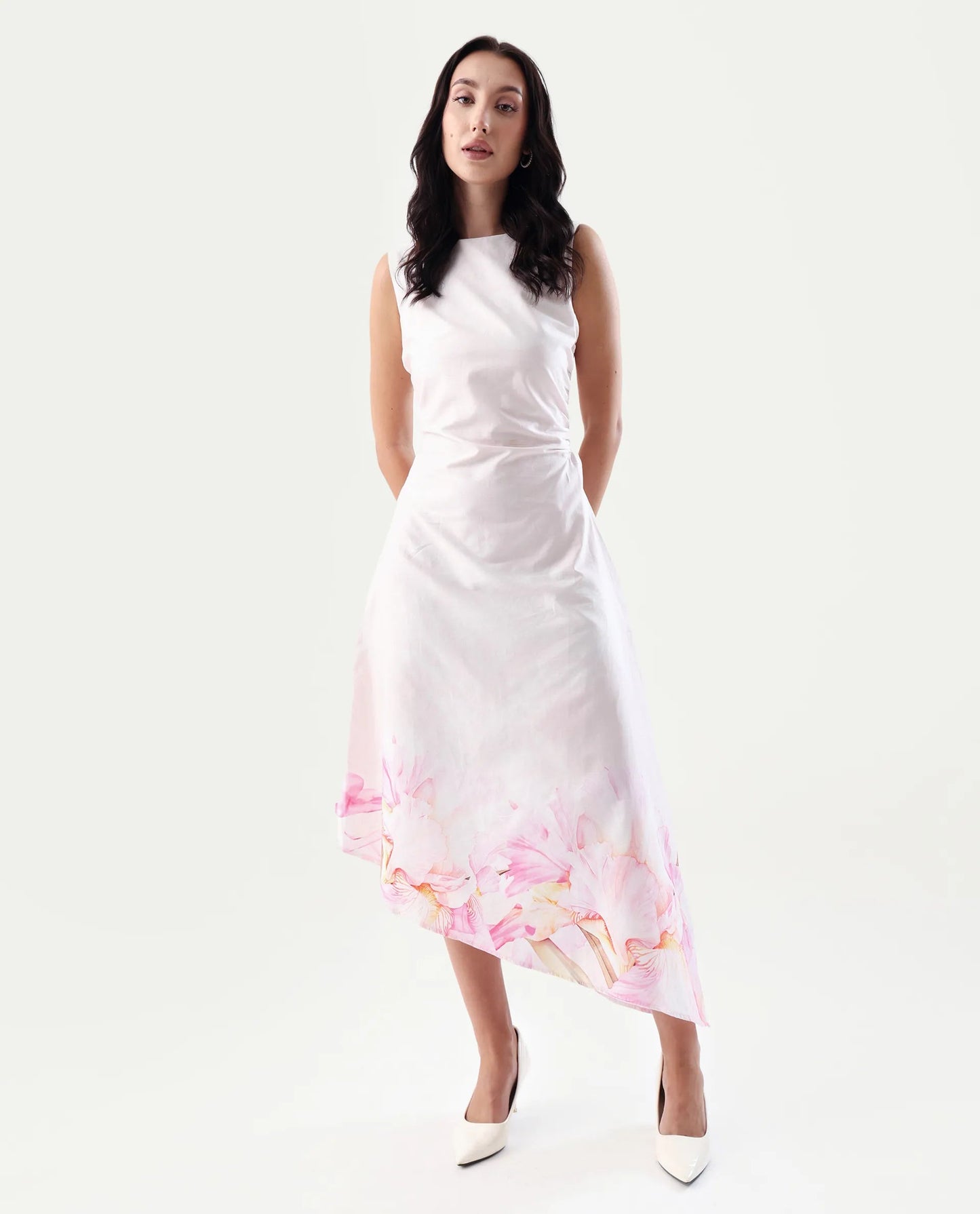 PRINTED MIDI DRESS EPATA - OFF WHITE