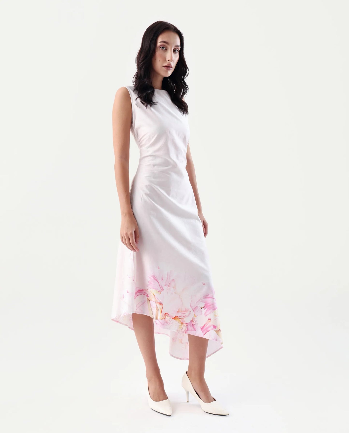 PRINTED MIDI DRESS EPATA - OFF WHITE
