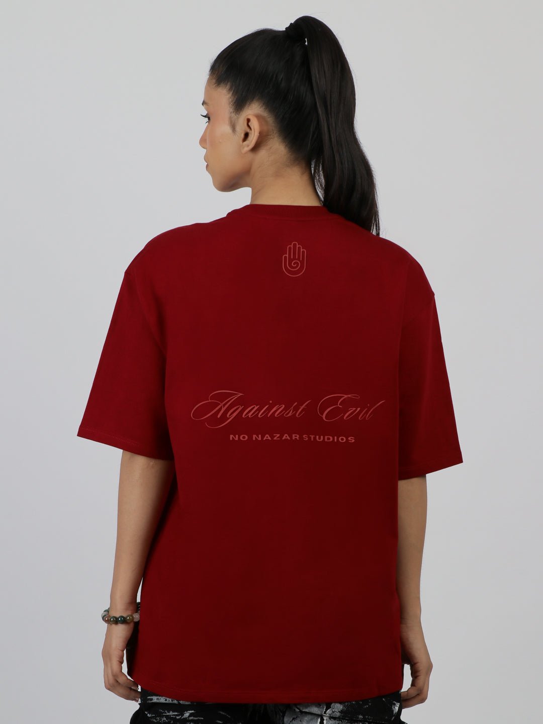 Essentials Tshirt - Bordeaux Red - Dual-Tone | No Nazar at Broadway