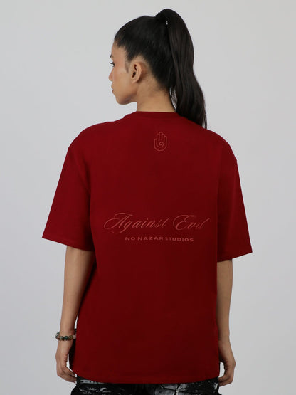 Essentials Tshirt - Bordeaux Red - Dual-Tone | No Nazar at Broadway