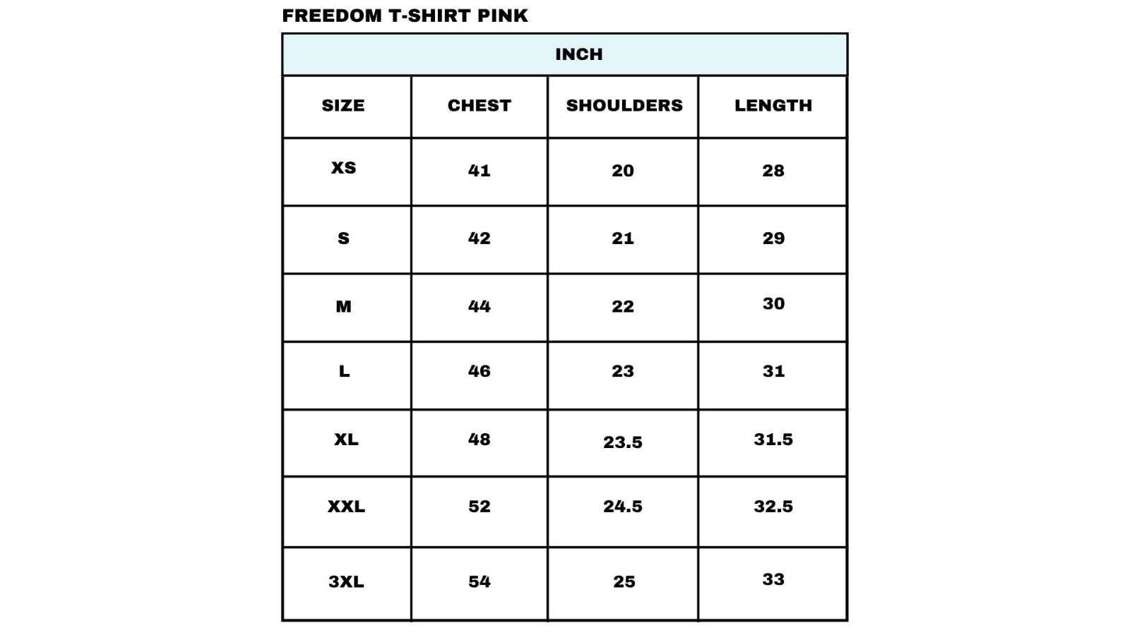 Size Chart for Dusk To Dawn T-shirt
