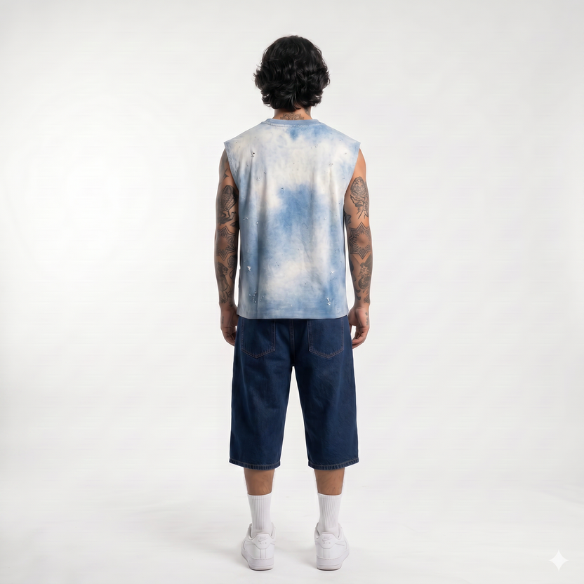 Bleach Wash Sleeveless Crew