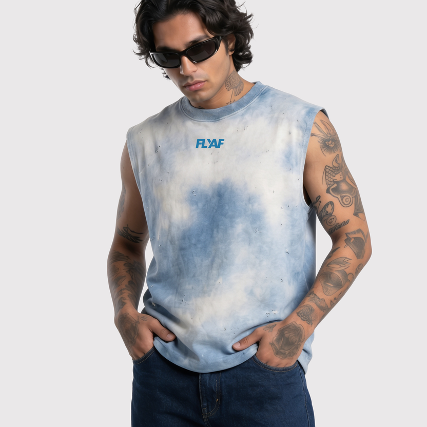 Bleach Wash Sleeveless Crew