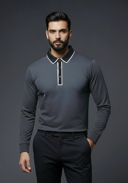 Classic Full Sleeve Polo Grey