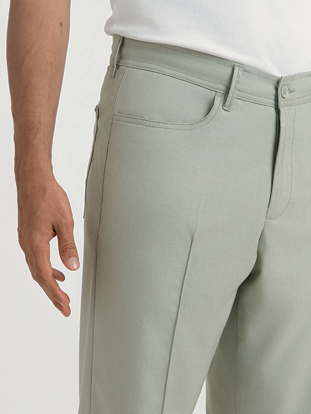 Korean Green Relaxed Fit Pintuck Pants