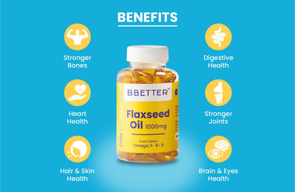 BBETTER Flaxseed Oil - Omega 3 6 9 Vegetarian Capsules to Support Healthy Heart & Joints | Bbetter at Broadway