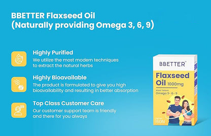 BBETTER Flaxseed Oil - Omega 3 6 9 Vegetarian Capsules to Support Healthy Heart & Joints | Bbetter at Broadway