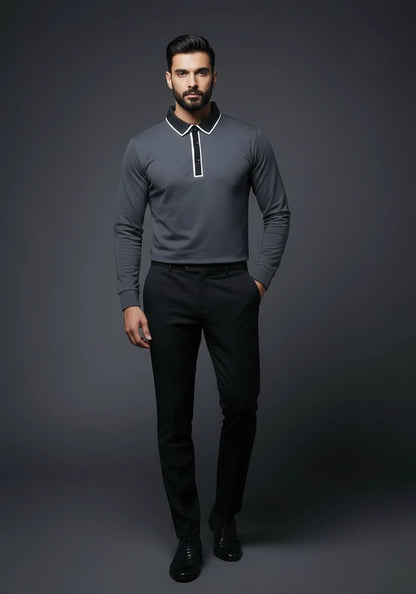 Classic Full Sleeve Polo Grey