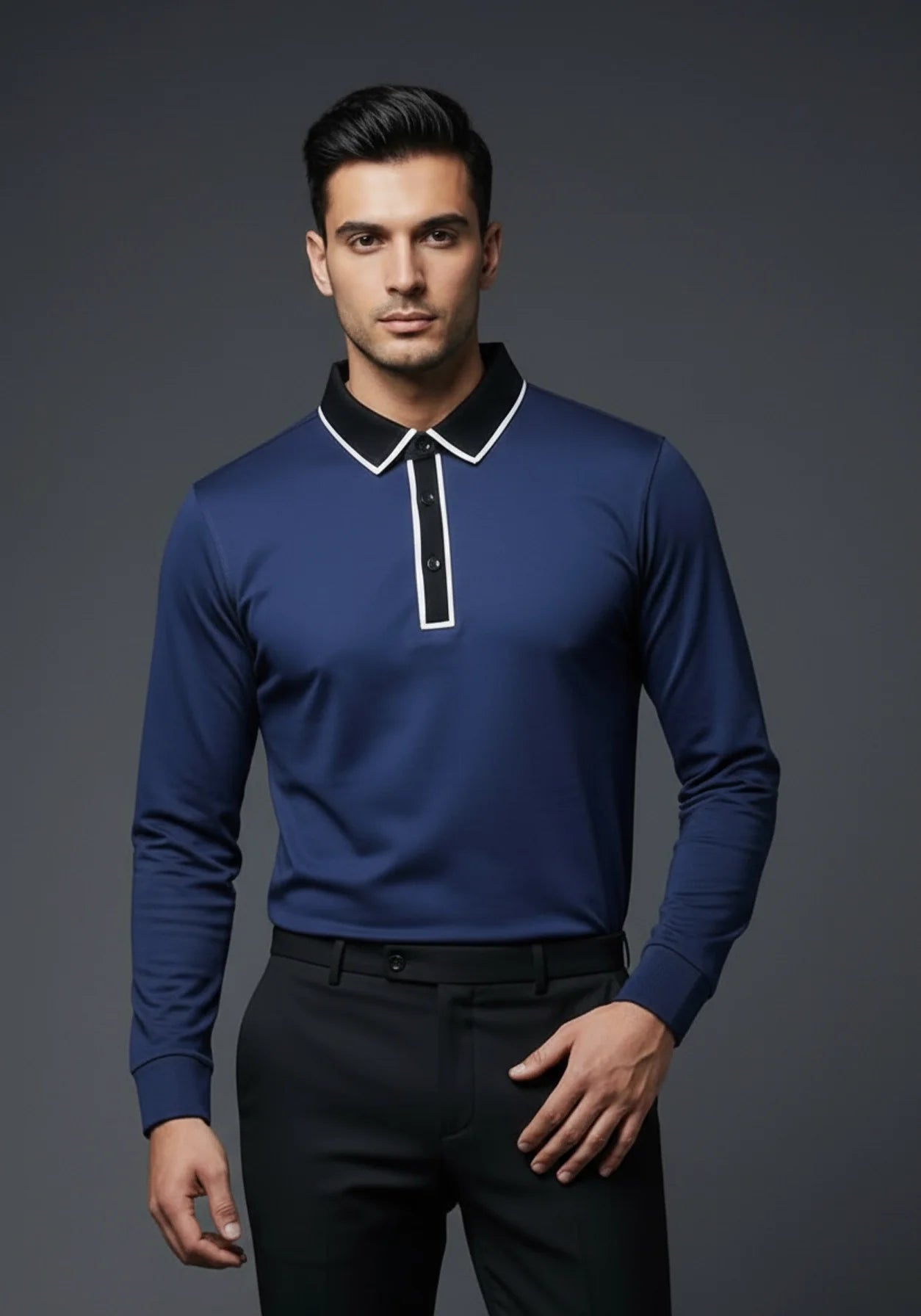 Classic Full Sleeve Polo Blue