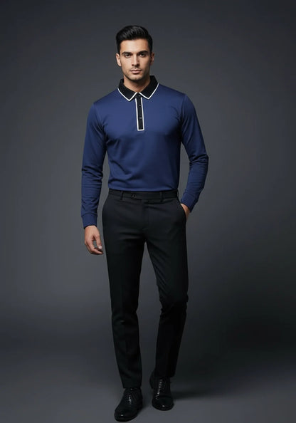 Classic Full Sleeve Polo Blue
