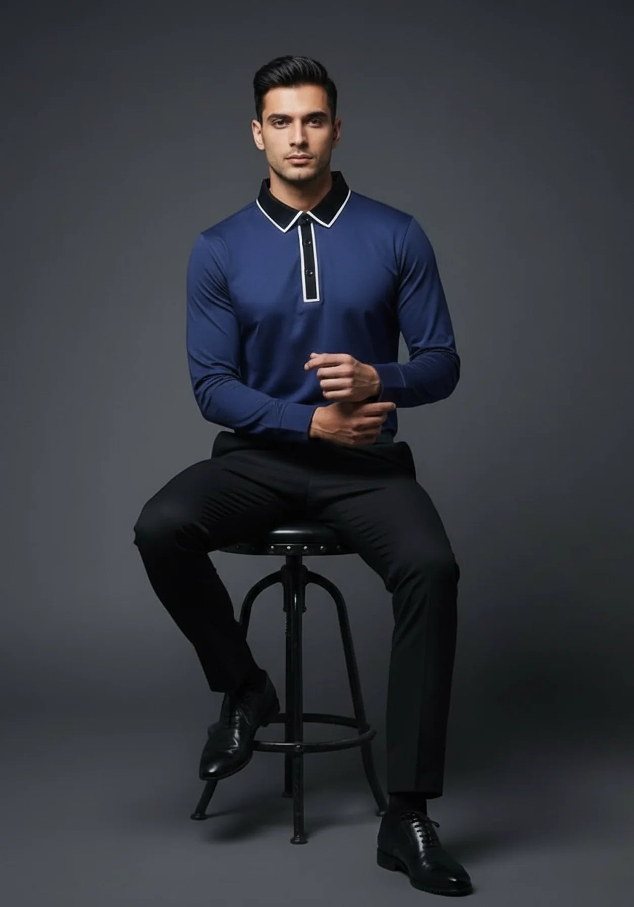 Classic Full Sleeve Polo Blue