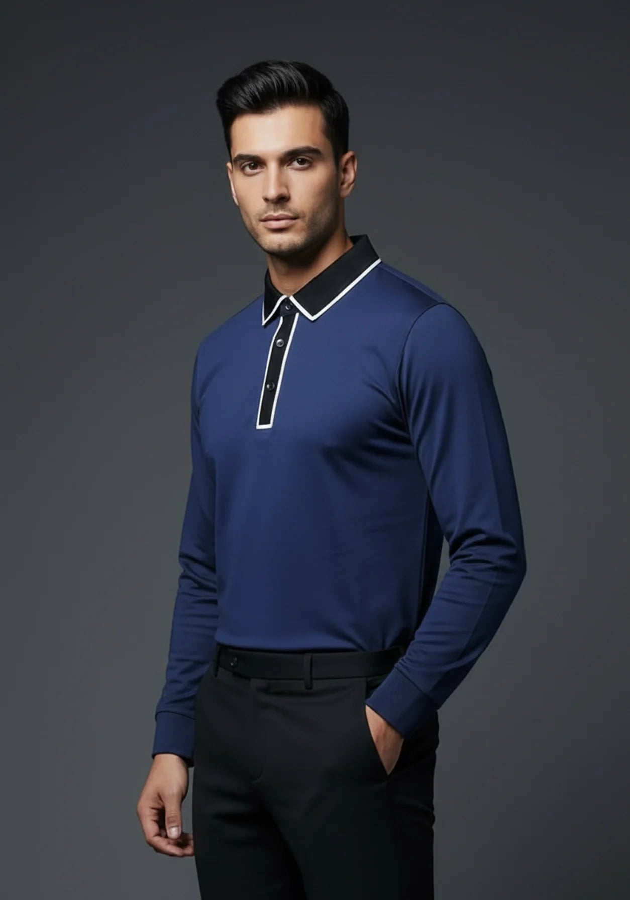 Classic Full Sleeve Polo Blue