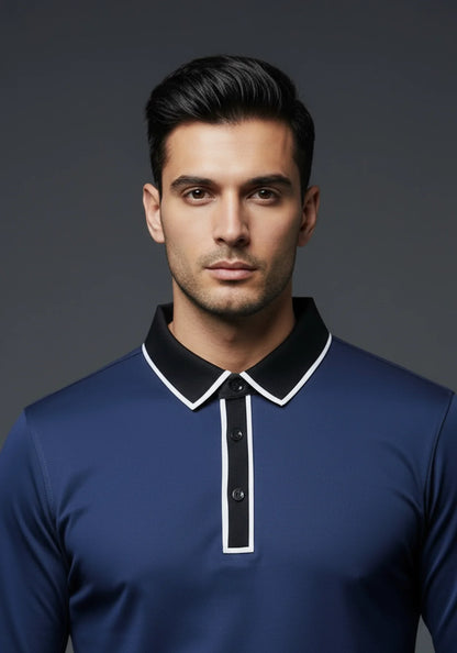 Classic Full Sleeve Polo Blue