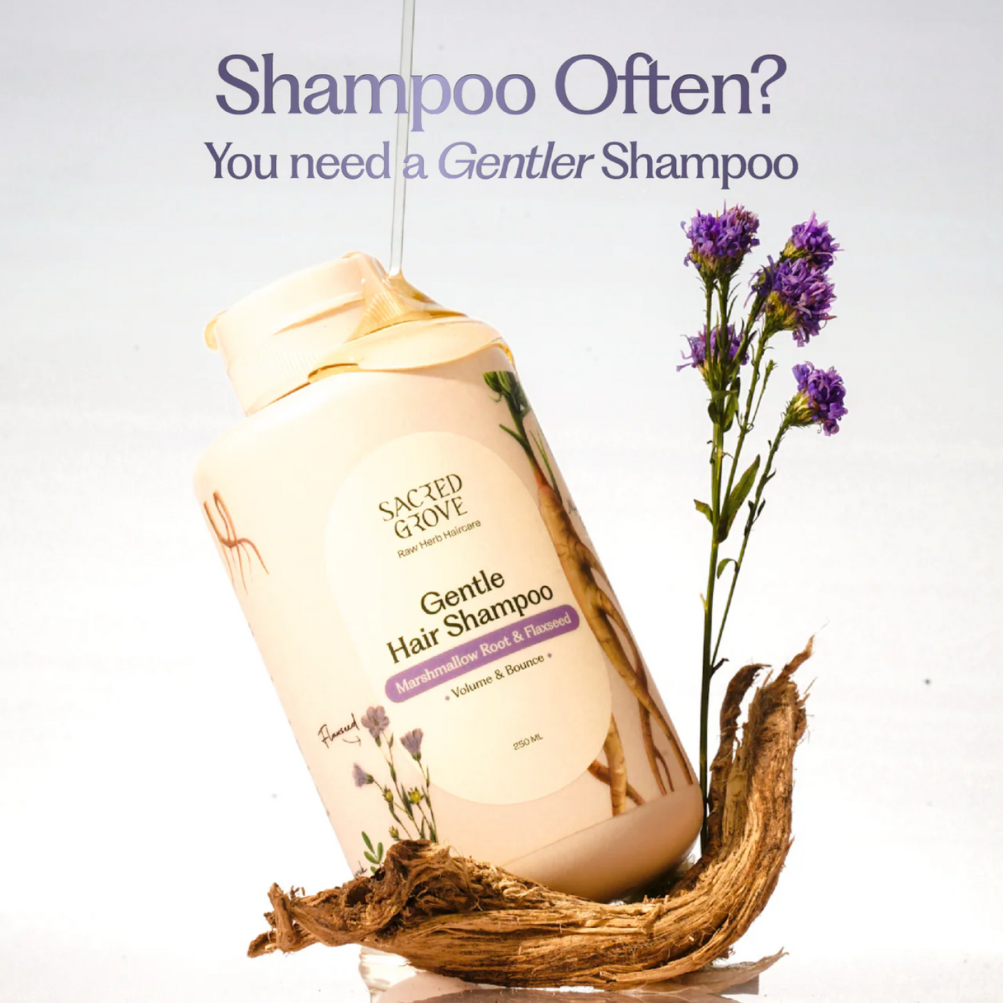 Herbal Shampoo for Frizzy Dry Hair Gentle Natural Shampoo for Hair Fall Control (250ML) | Sacred Grove at Broadway
