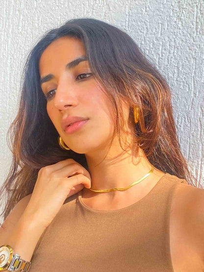 Unisex Herringbone Chain 18K Gold Plated | Nish Hair X Evil Eye Jewel