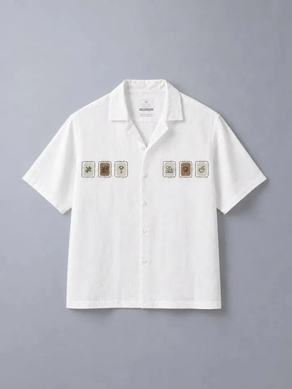 Shoreline White Embroidered Linen Shirt normal view