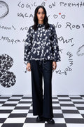 Heart Print Oversized Shirt - Black