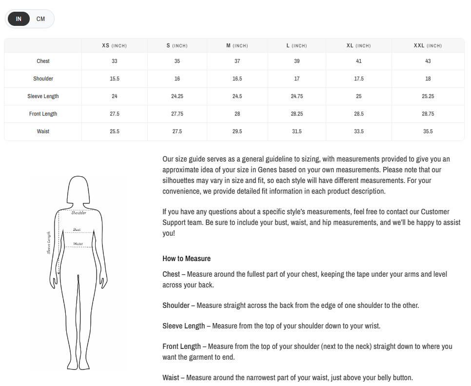 Size Chart for White & Navy Premium Poly Organza Abstract Print Oversized Hoodie