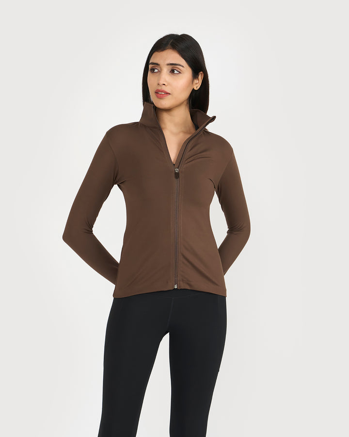 Zen Full Zipper Sculpting Jacket | Hunnit at Broadway