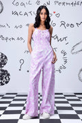 Ikkat Check Relaxed Fit Dungaree- Smoothie Pink