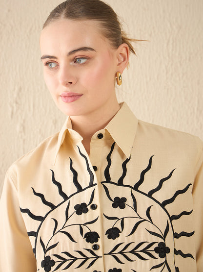 Floral Embroidered Linen Shirt