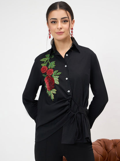 Side Tie-Up Cotton Shirt