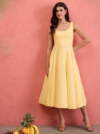 Stretchable Corset Fit & Flare Midi Dress
