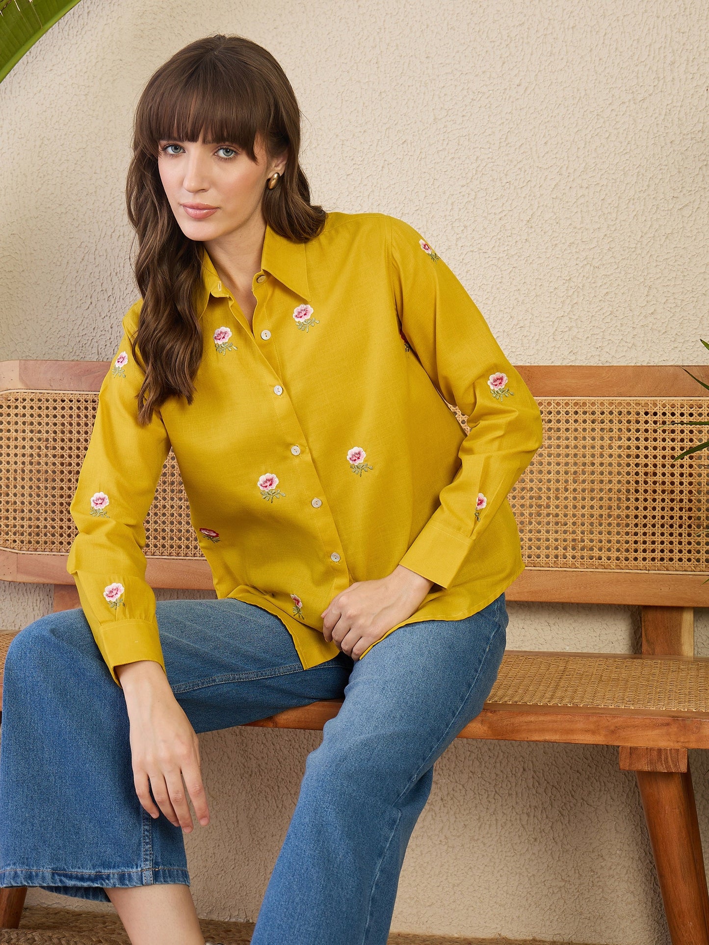 All Over Embroidered Linen Shirt