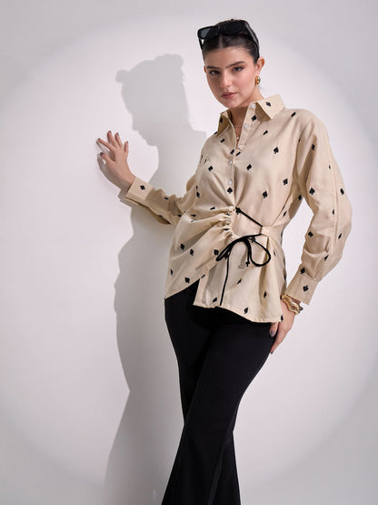 Side Tie-Up Cotton Shirt