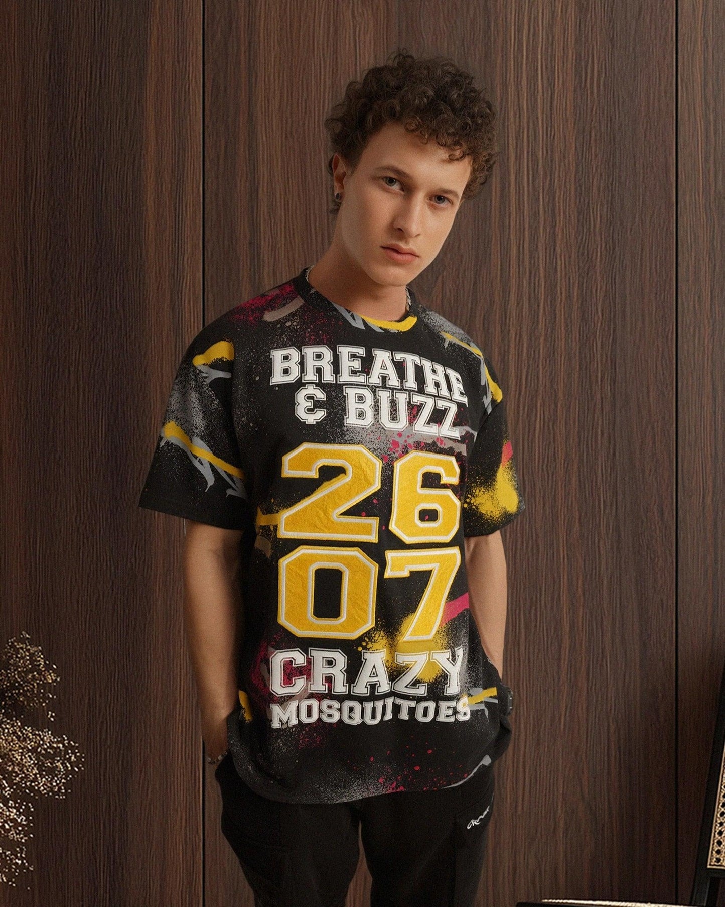 X Graphic Terry Free Size Tee in Black