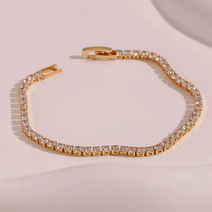 14 KT Gold Plated Rhinestone Tennis Bracelet, Aurora