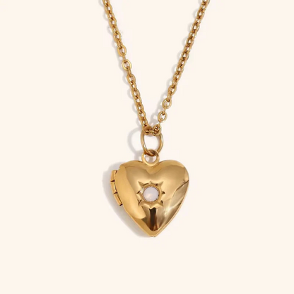 18kt Gold Plated Starstruck Opal Stone Photo Locket Keepsake Necklace, Noor
