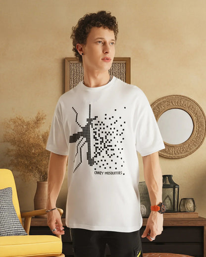 Pixel print drop oversized unisex T shirt
