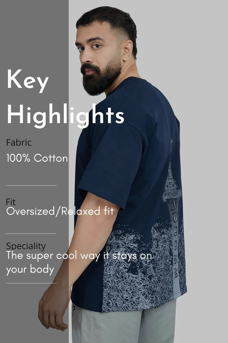 Sword Oversized T-Shirt Navy | Fuaark at Broadway