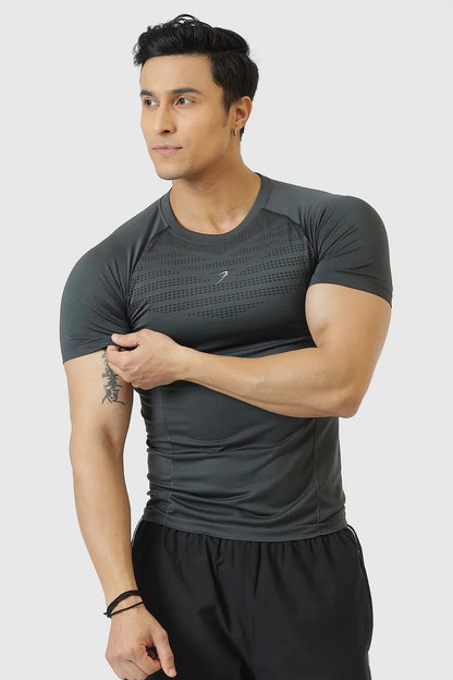 Power Seamless T-shirt Grey/Logo | Fuaark at Broadway