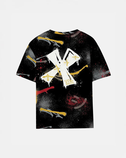 X Graphic Terry Free Size Tee in Black