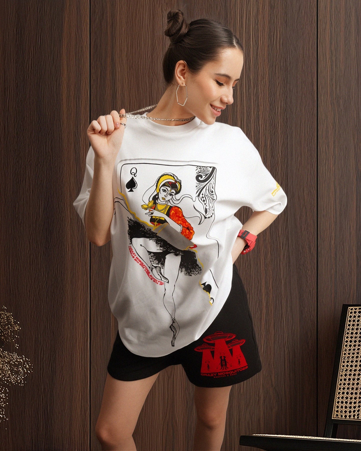 Ballet Queen Drop Shoulder T-Shirt in White