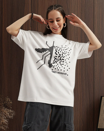 Pixel print drop oversized unisex T shirt