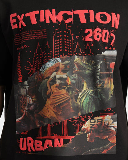 Extinction Drop Shoulder Terry T-Shirt in Black